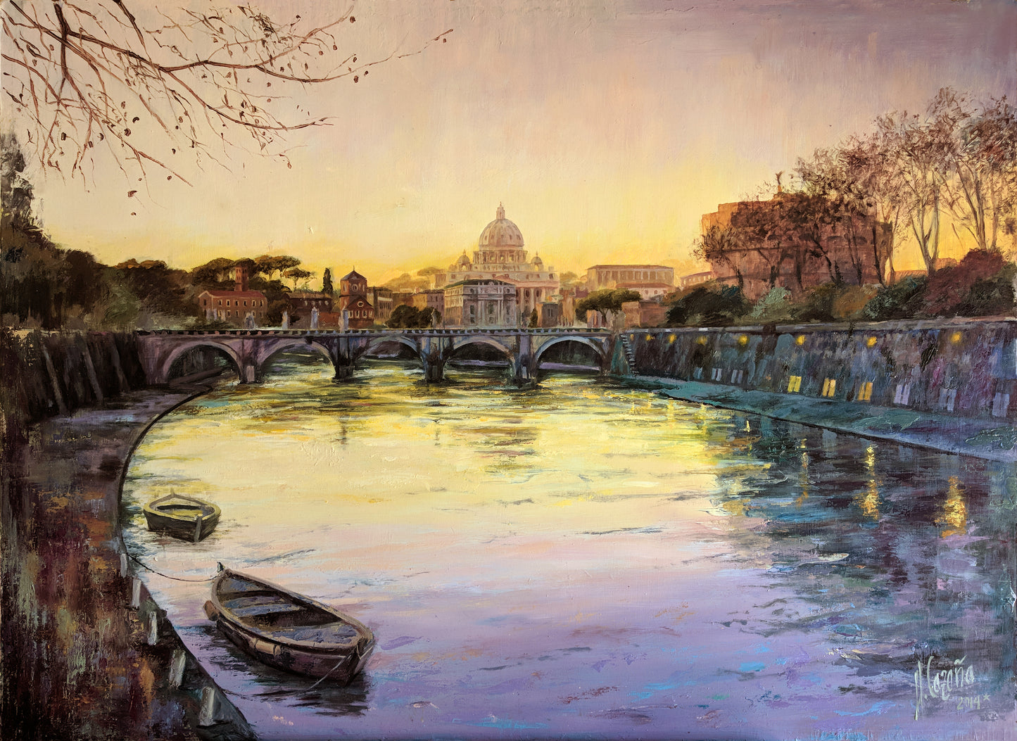 Rome. Tiber River and the Vatican - Canvas Print on stretcher bars