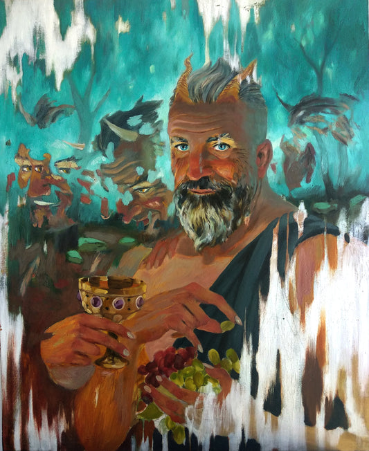 Faun eating grapes
